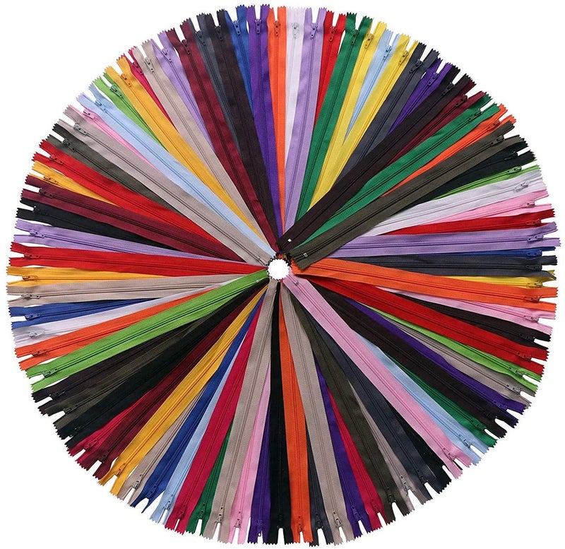 YAKA 60 Pack of 8 Inches Mix Nylon Coil Zippers Bulk - Supplies Zippers for Tailor Sewing Crafts (20 Color) - Image 1